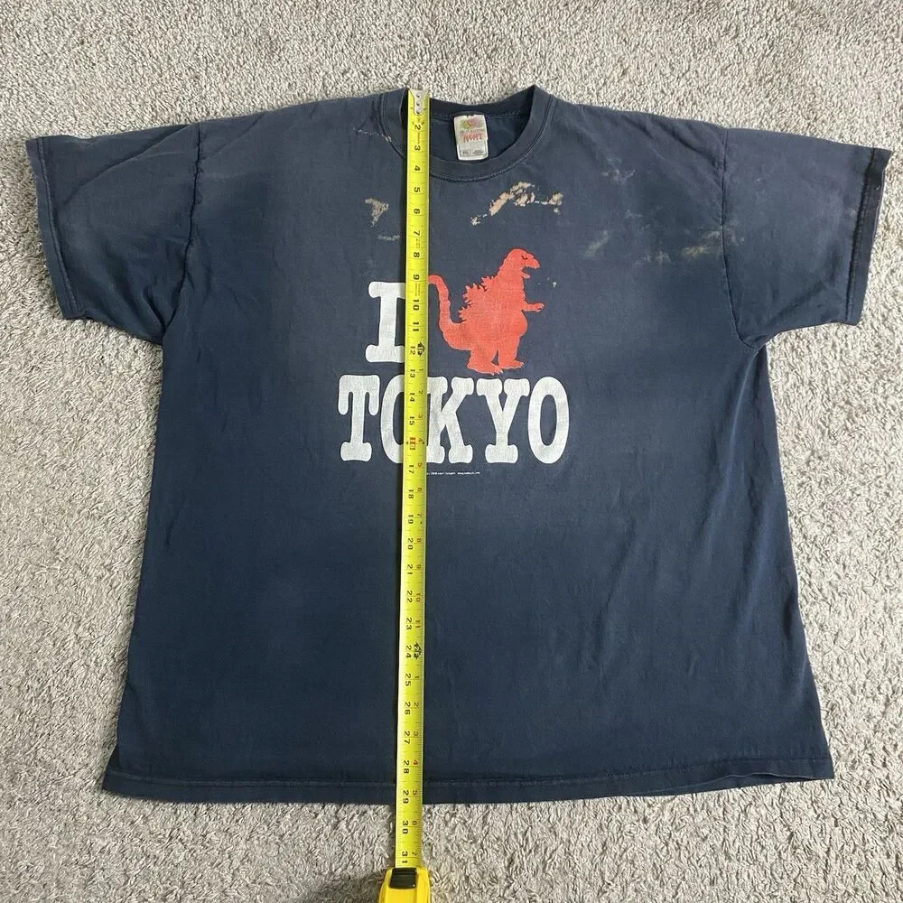 Vintage Godzilla T Shirt I Love Tokyo Black Graphic Tee Size XXL